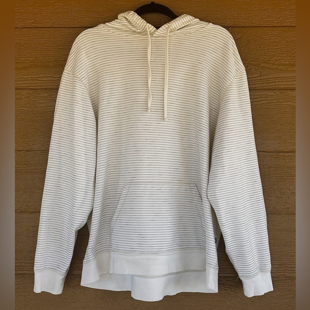 Rails Women’s Cotton Cream Hoodie with Thin Black Stripes Sz XL